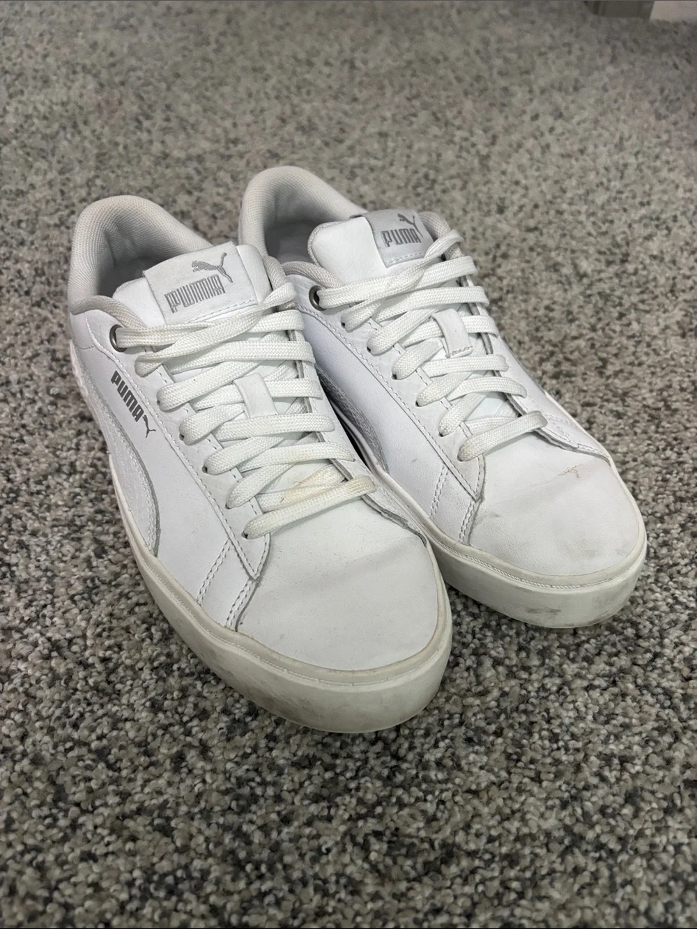 Puma White Low-Top Leather Sneakers